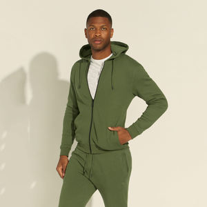 Sudadera con capucha con cremallera deportiva informal personalizada para hombre superventas, Sudadera con capucha teñida Lisa en relieve de lana de alta calidad para deportes de invierno - Product Image 5