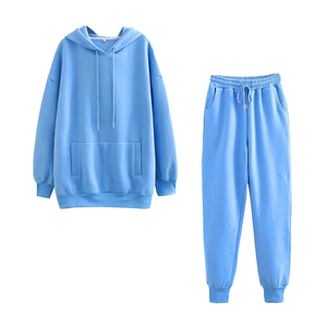 <b>Women's</b> Casual Sport Tracksuit Hooded Sweatshirt <b>Pant</b> Set Autumn Winter Thicken <b>Lounge</b> Wear Solid Pattern 2PCS Clothing - Product Image 5