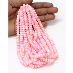 Magnifiques perles d'opale disco rose pêche, forme ronde lisse, 15 pouces, 7-10 mm, perles d'opale rose dégradé, qualité AAA - Product Image 1