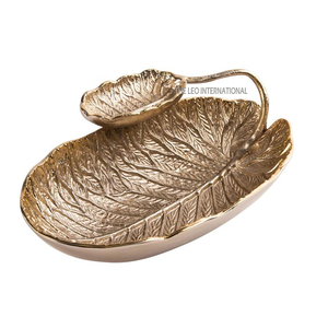 Assiettes de service en aluminium pour chips et trempettes avec bol, plateau de présentation pour table à manger, forme de feuille - Product Image 4