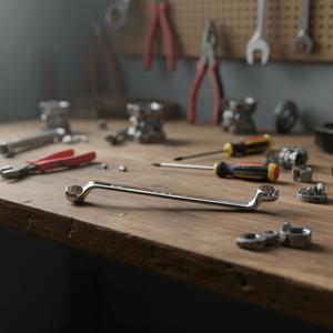 Chiave a poligonale doppia curva profonda cromata con chiavi - Product Image 3