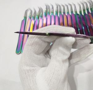 Pince à cils arc-en-ciel de haute qualité pince à épiler professionnelle en acier inoxydable personnaliser pour pince à épiler d'extension de faux cils - Product Image 3