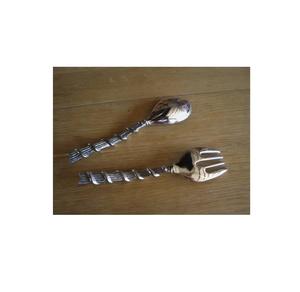 Cuchara para servir ensalada de acero, tenedor, cucharas para servir grandes, Spork para diseño de mango de hoja para restaurante Buffet - Product Image 4