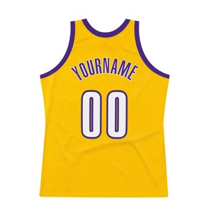 Maillot de basket-ball en maille 100% polyester imprimé sur mesure, jaune, pour nom, numéro, tenue d'équipe, uniforme de sport sans manches pour adultes - Product Image 2