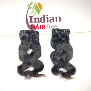 100% paquets de vague de corps naturel couleur noire machine vierge brute Double trame cuticule aligné temple indien Extensions de cheveux humains - Product Image 2
