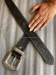 Nuevo diseñador hecho a mano de cuero genuino occidental Color de mano mecanizado y cinturón pintado a mano cinturón Unisex de cuero en relieve hecho a mano Real - Product Image 4