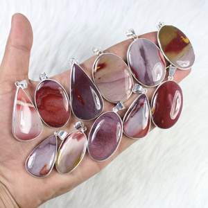 Top Fantastic Pink Mookaite Gemstone Colgante Plateado Colgante Bisel Collar Venta al por mayor Imperial Jasper Colgante Joyería - Product Image 3