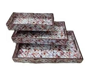 Juego de 3 bandejas de MDF de diseño creativo con estampado floral en esmalte para decoración del hogar, desayuno, boda - Product Image 3