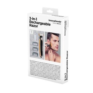 Afeitadora Eléctrica Recargable 3 en 1 con Cuchillas Triples y Dobles, Afeitadora Rotatoria de Láminas Lavable para Rostro, Repuesto - Product Image 1
