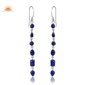 Best Quality 925 Sterling Silver Natural Lapis Gemstone <b>Dangle</b> <b>Earring</b> Custom Jewelry For Women Gift For Her - Product Image 2