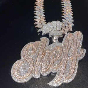 Lujo 18K oro blanco VVS claridad diamante colgante encantos 14K chapado en oro letra M colgante personalizado para hombres mujeres - Product Image 5