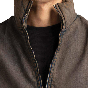 Polyester Insulated <b>Denim</b> Puffer <b>Jacket</b> for Outdoor Activities <b>with</b> Packable Design and High Collar for Wind and Cold Protection - Product Image 3