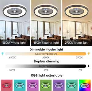 <b>LED</b> <b>Ceiling</b> <b>Fan</b> 5 Blades DC Motor Remote Control Modern Bathroom Fancy 23 Inches RGB Lighting Party Flush Mounted with <b>LED</b> <b>Light</b> - Product Image 6