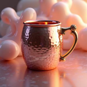 Taza de cobre martillado hecho a mano con mango clásico de latón metálico para cócteles de mulas de Moscú, bebidas refrigeradas para beber - Product Image 4