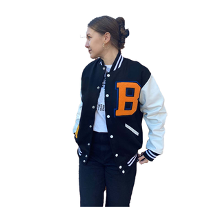 Vestes de baseball universitaire surdimensionnées à col montant style rue populaire sur mesure unisexe, vestes d'hiver à capuche en tissu Letterman pour hommes - Product Image 2