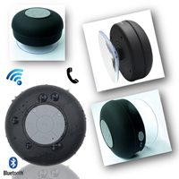 Haut-parleur de douche étanche IPX6 Mini V5.0 avec microphone intégré, LED, AirPlay, boîtier en plastique et batterie - Noir
