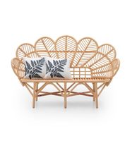 Handgefertigtes Rattan-Sofa in Blattform, Natürlich Gewebte Bank für Innen- und Außenbereich