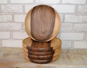 Platos de cargador de madera duraderos Platos de bocadillos de madera ligeros Platos de madera tallados artesanales por glowin fashion - Product Image 3