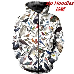2025 nueva moda Unisex Casual sudaderas con capucha 3D impreso Collage pájaros Invierno Polar sudadera con cremallera y diseño de bolsillo tamaño - Product Image 6