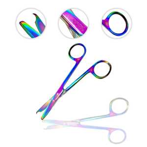 Ciseaux à point de suture avec revêtement en titane multicolore/arc-en-ciel Crochet délicat Parfait pour le retrait de suture, premiers soins par Vaslcare - Product Image 3