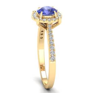 Anillos de Halo con Diamantes Certificados por IGI en Oro Amarillo Sólido de 14K de Último Diseño de REYES para Mujer, Joyería Fina con Piedras Preciosas de Tanzanita de Lujo - Product Image 3