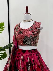 Women's Traditional Indian Pakistani 3-Piece <b>Lengha</b> Choli Plazzo Ready-to-Wear Summer Indian Traditional Wear for Parties - Product Image 3