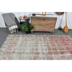 Alfombra turca Vintage de 5x8,9 pies, tejido plano Beige y naranja, respetuoso con el medio ambiente, patrón de retales de pelo medio, Material de lana, comedor de látex - Product Image 2