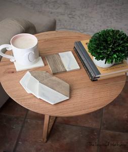 Sous-verres carrés en bois d'acacia et marbre personnalisés, protègent les tables et les surfaces, sous-verres carrés modernes - Product Image 5