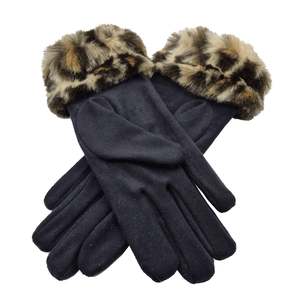 Gants en tissu à revers en fausse fourrure non doublés pour femme Cleo, taille unique, extensibles - Product Image 4