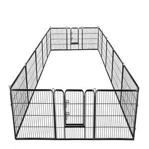 Panneau de clôture pour chien en métal et fil de fer écologique robuste avec motif animal et fermeture à bouton Clôture extérieure sans fil - Product Image 1