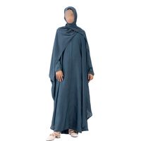 Abaya à manches structurées bleu aqua pour femmes, robe modeste musulmane, style Dubaï, kaftan islamique, jalabiya, robe élégante et modeste