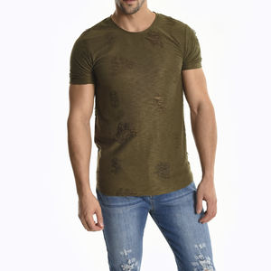 Factory Direct Supplier Short Sleeve Round Neck Men <b>Distressed</b> T Shirt <b>Top</b> Selling Men Cotton Acid Wash T Shirt in New Style - Product Image 1