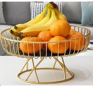 Panier à fruits en acier noir avec revêtement en poudre, utilisé pour la restauration, comptoir, rangement décoratif, panier à fruits, légumes et pain avec support en bois - Product Image 4