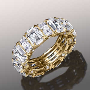 Bague en diamant taille émeraude cultivé en laboratoire, alliance en or 14 carats pour femme, style éternité classique, bijoux de fiançailles pour elle, éclatante - Product Image 4