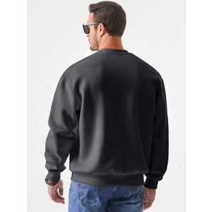 Men's Solid Color Loose Fit Round Neck Sweatshirt with Long Sleeves Factory Printed Pullovers for International Markets - Product Image 2