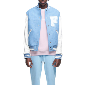 Conçu sur mesure de haute qualité veste d'hiver universitaire pour hommes manches en cuir de laine toile col montant séchage rapide écologique - Product Image 1