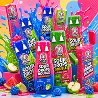 Bonbons liquides au gelée acide personnalisés en usine, marque privée, double saveur, confiture de fruits en gouttes, bouteille à presser, bonbons jouets pour enfants