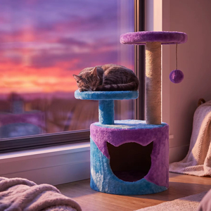 Amistar Azure Rainbow – Premium All Size Cat Scratcher, Colorful Sisal <b>Post</b>, Fun & Durable Cat Playground - Product Image 1