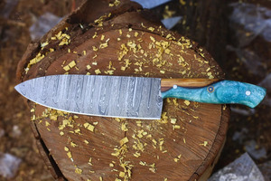 Cuchillo de chef de acero de Damasco hecho a mano con hoja ultraafilada y mango de resina OEM personalizable, regalo de diseño para chefs - Product Image 5