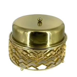 Ensemble de 3 casseroles en métal plaqué or avec supports Chauffe-plats de luxe pour le service, le réchauffement et la présentation de plats chauffants élégants - Product Image 4
