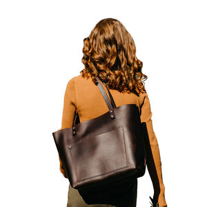 Luxury Cowhide Leather Women's <b>Handbag</b> with Custom Zipper Closure and Panelled Design Featuring Two Portable Handles-<b>Big</b> Size - Product Image 1