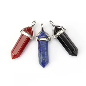Fashion Lapis Lazuli Blue Turquoise Gold Blue SandStone Red Agate Black Onyx Silver Plated Charms Pendants for Jewelry Making