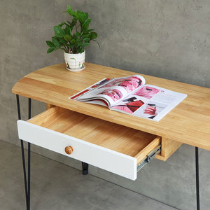 BD68107 Hairpin <b>Iron</b> Legs Desk with Small Drawers 120x50cm Computer Desk with Practical Storage Features - Product Image 6