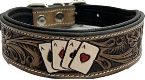 Élégant collier de luxe pour petit chien personnalisé en cuir indien doux huilé NDM motif solide rembourré durable digne de confiance indien - Product Image 4