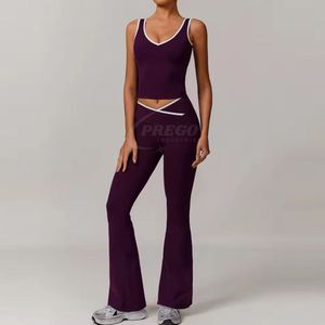 Nuevo Conjunto de Yoga para Mujer, Transpirable, Talla Grande, con Patrón Sólido, Ligero, Spandex/Poliéster, Corte Automatizado - Product Image 3