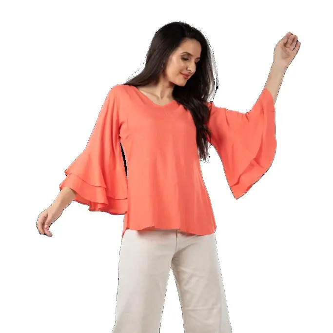 Hauts et chemisiers pour femmes Chemise en rayonne viscose à manches longues Blouses et chemises pour femmes