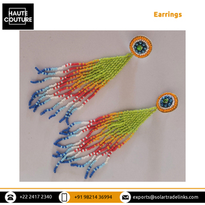 La Mejor Oferta en Pendientes de Mujer Hechos a Mano con Borlas de Crisantemo Verde de 13 cm de Largo y Cuentas, para Usar en la Playa o al Aire Libre, a Bajo Precio - Product Image 4