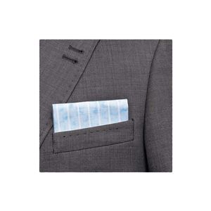 Blazer à col plié en lin bleu à rayures blanches, prêt à porter, avec pochette de poche pour homme adulte, taille unique - Product Image 1
