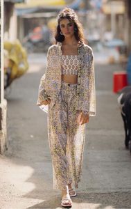 ชุดเซ็ตเสื้อผ้าสไตล์ชาติพันธุ์สุดอินเทรนด์ เสื้อและกางเกงเข้าชุดพิมพ์ลายดอกไม้ปักลายผ้าฝ้าย ชุดสามชิ้นสำหรับผู้หญิง ของขวัญสำหรับเธอ - Product Image 2