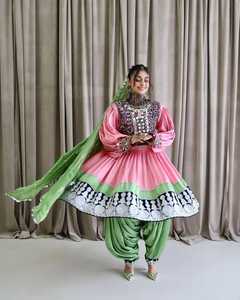 ชุดเดรส kuchi ชนเผ่าวินเทจแบบดั้งเดิมอัฟกานิสถาน/ปากีสถานชุดปาร์ตี้หลากสีมีซิปตกแต่งด้วยกระดุมเอวธรรมชาติ - Product Image 3